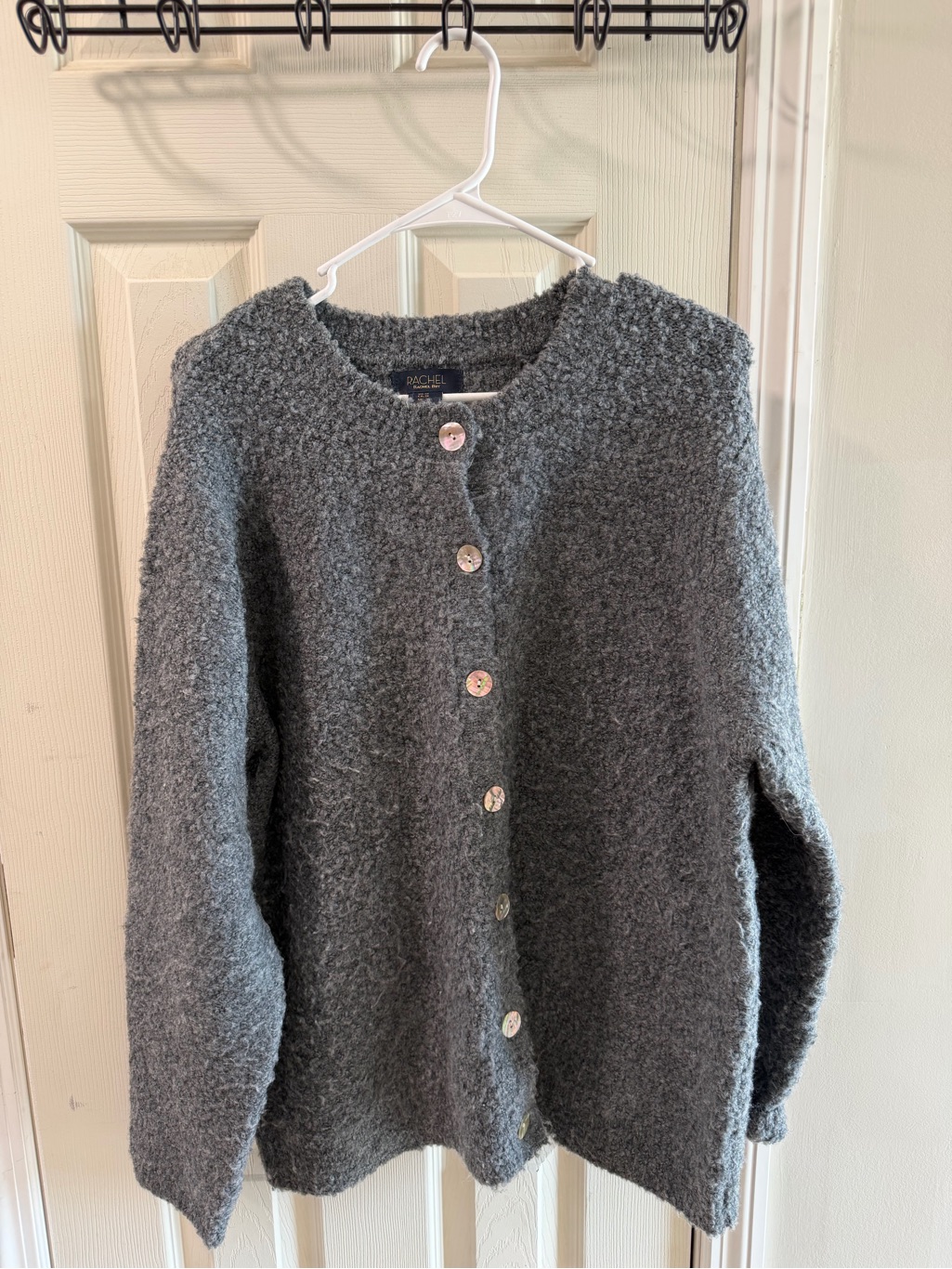 Rachel Rachel Roy Gray Boucl Button-Front Cardigan